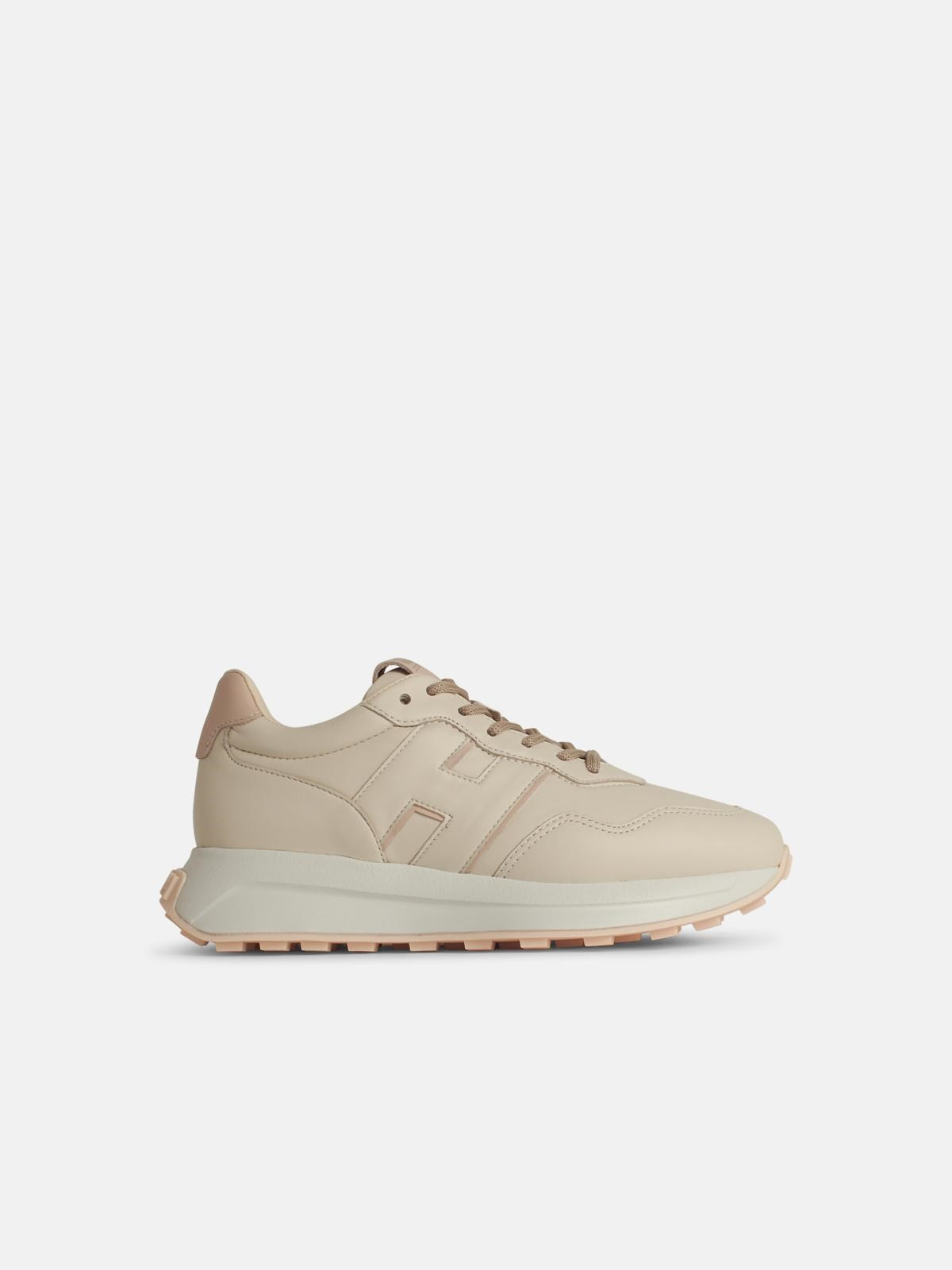 'H641' BEIGE LEATHER SNEAKERS - 1
