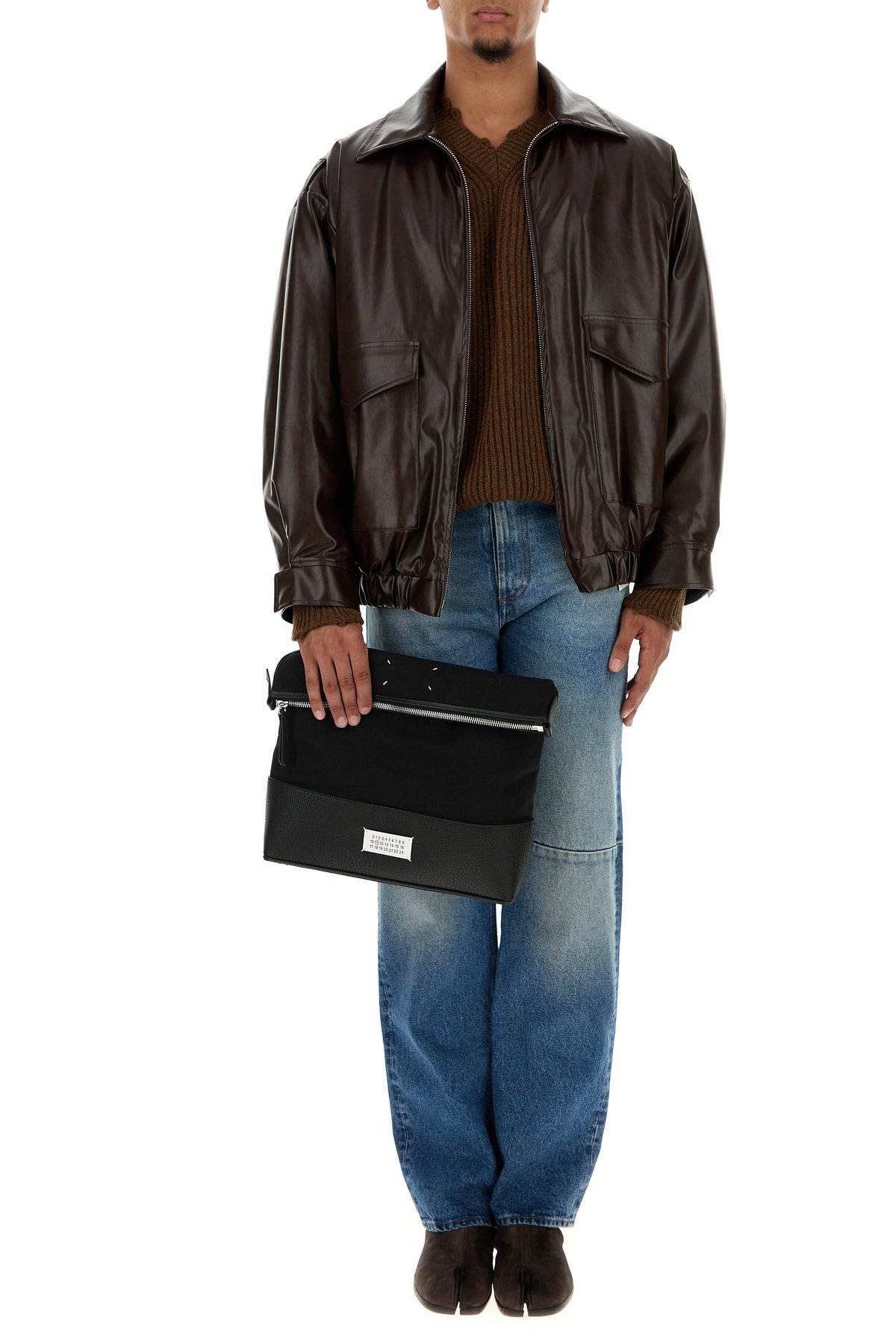 Chocolate synthetic leather jacket - 6