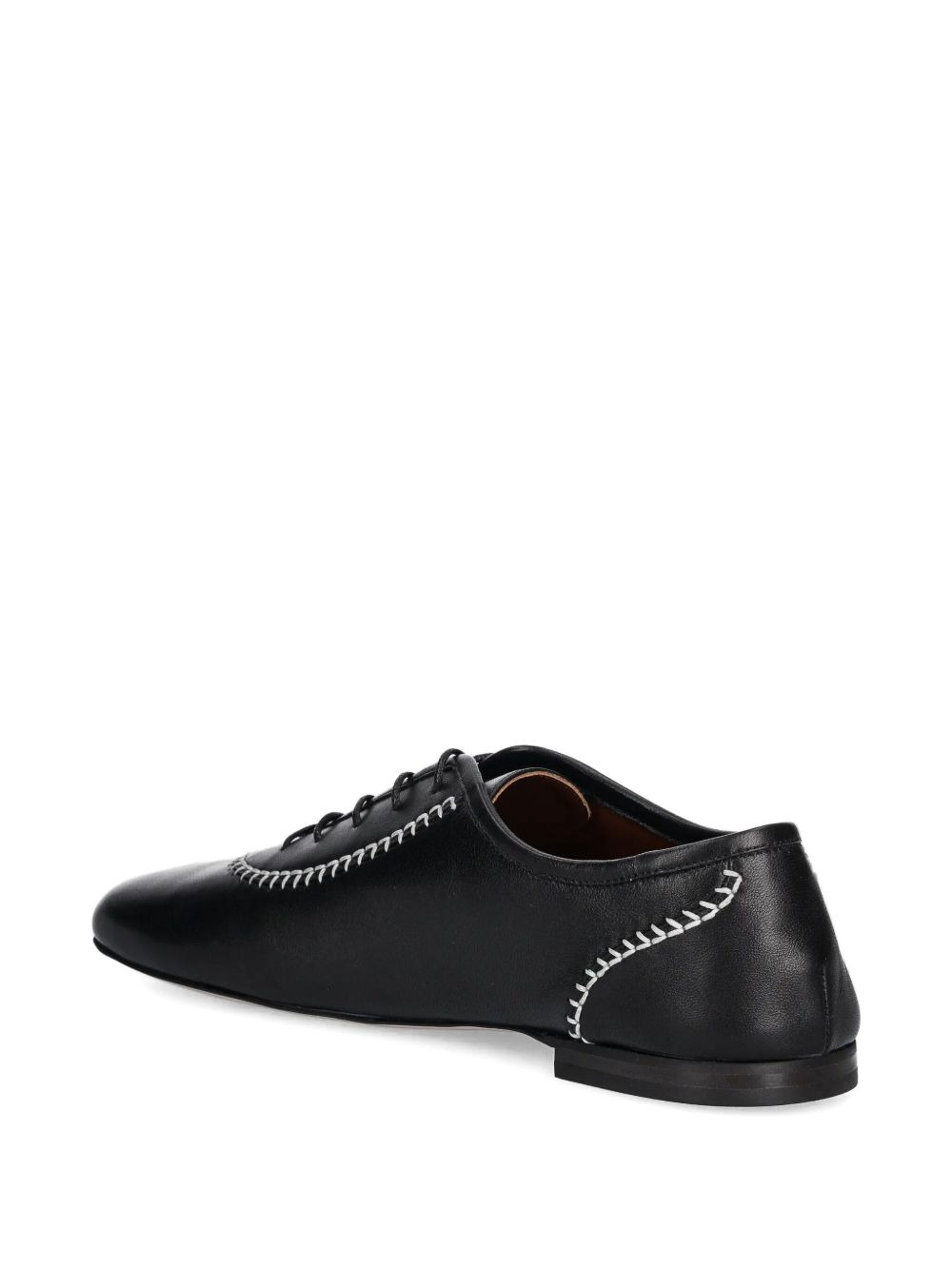 lace-up contrast-stitch shoes - 4