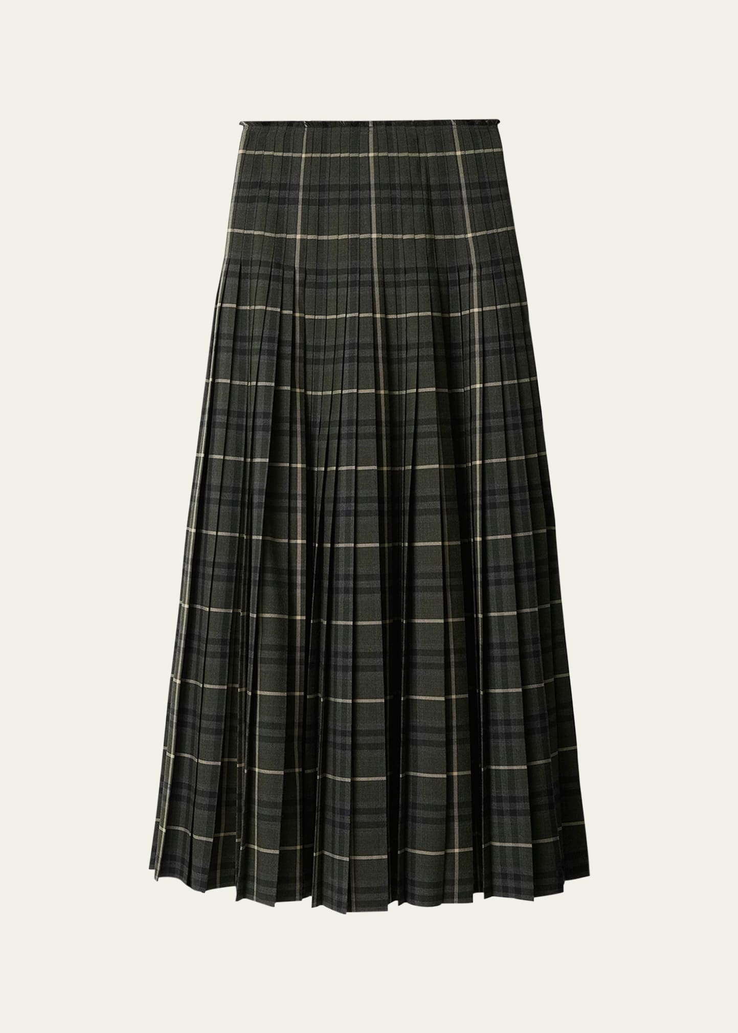 Long Check Pleated Wool Kilt - 2