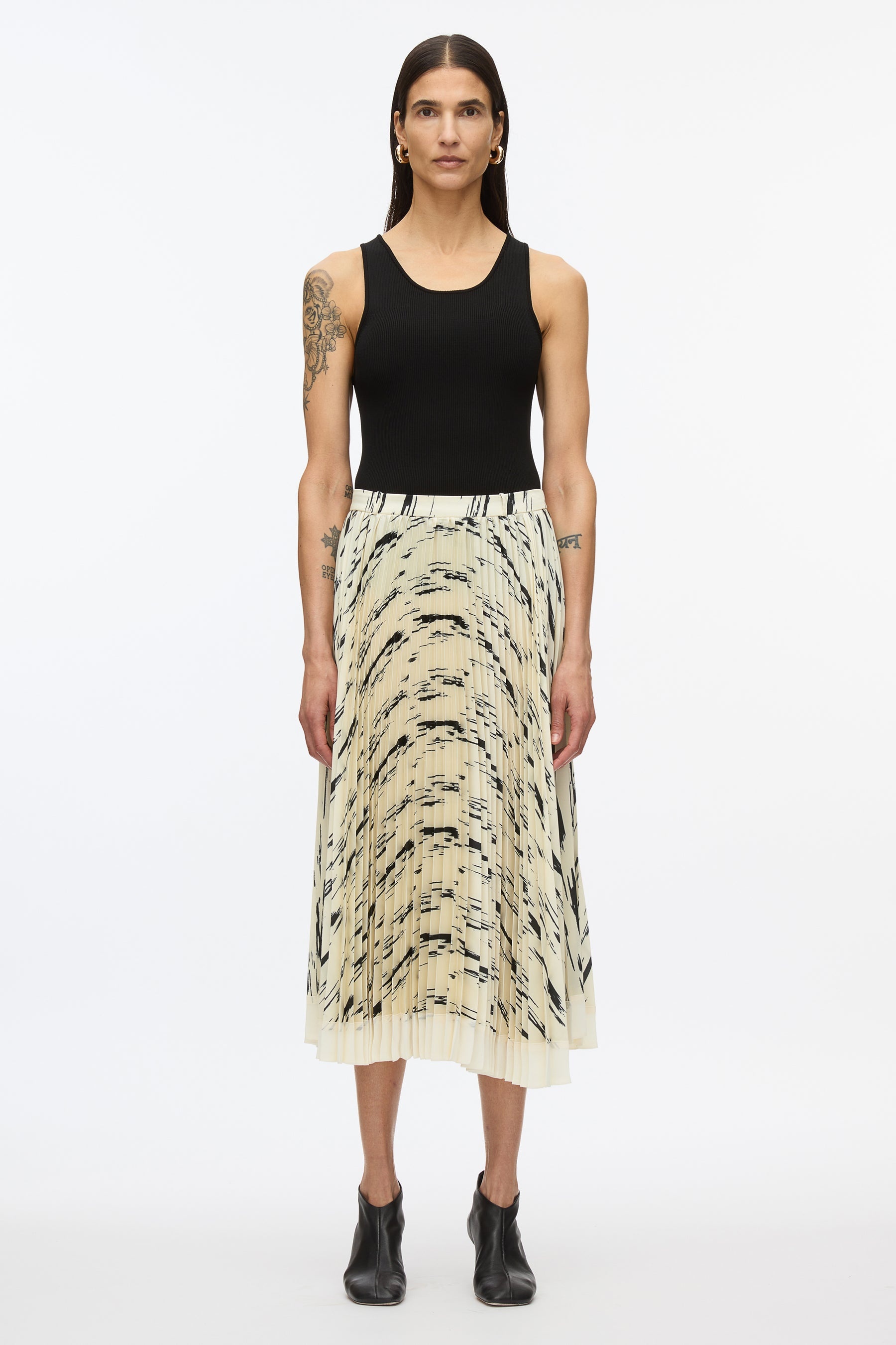Abstract Wood Grain Pleated Skirt - 1
