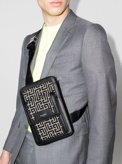 Balmain monogram-jacquard messenger bag outlook