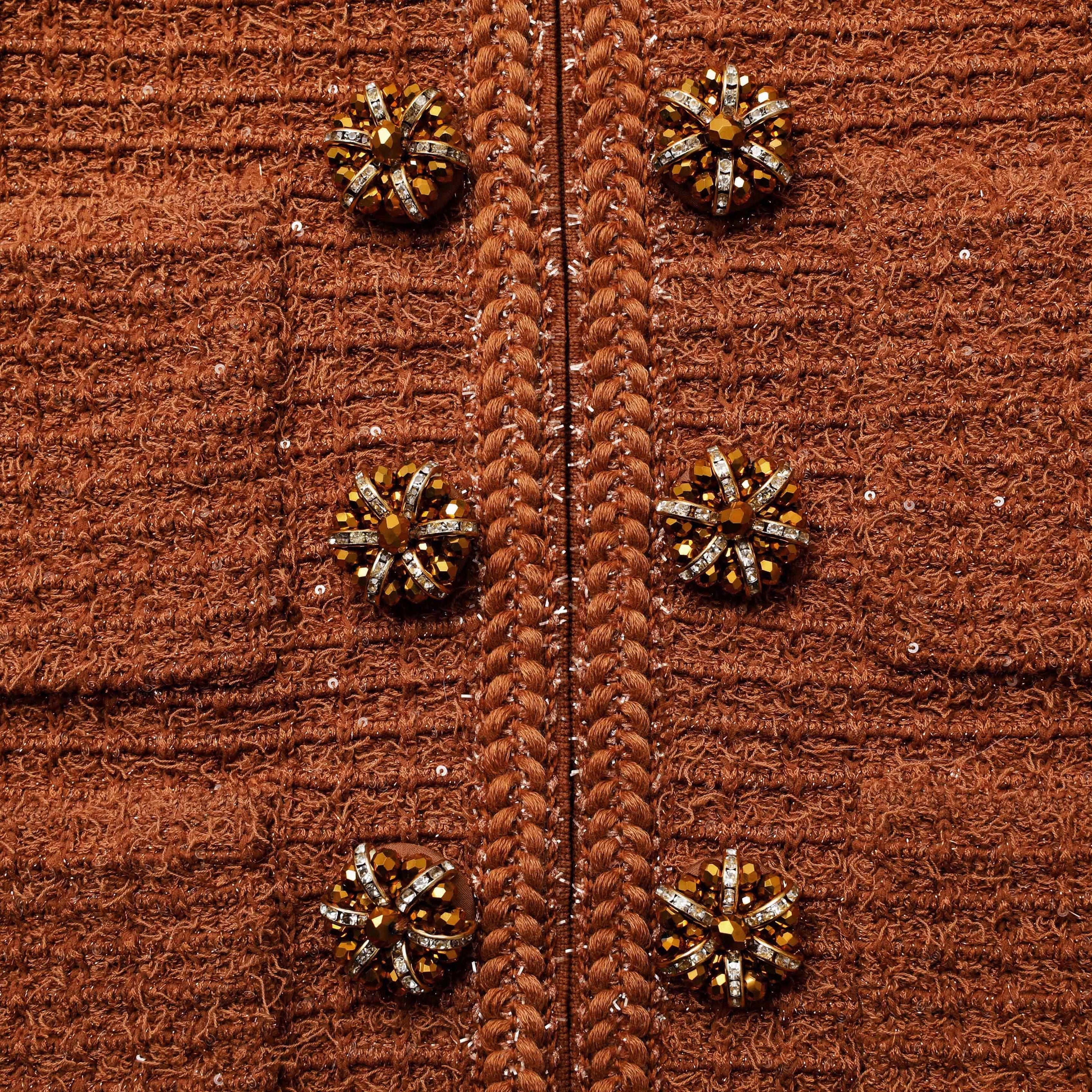 Brown Textured Knit Jacket - 5