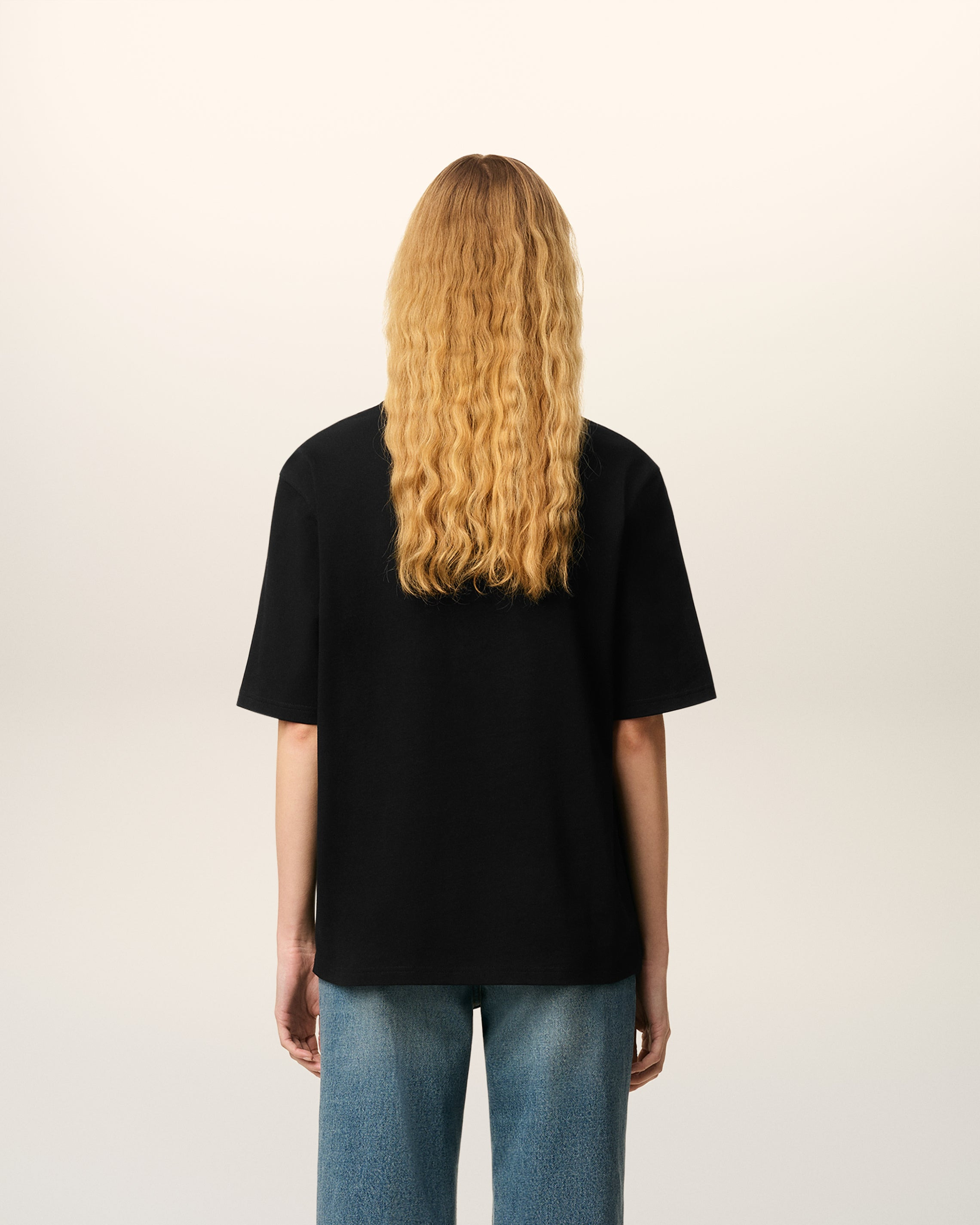 BLACK COTTON AMI DE COEUR T-SHIRT - 5