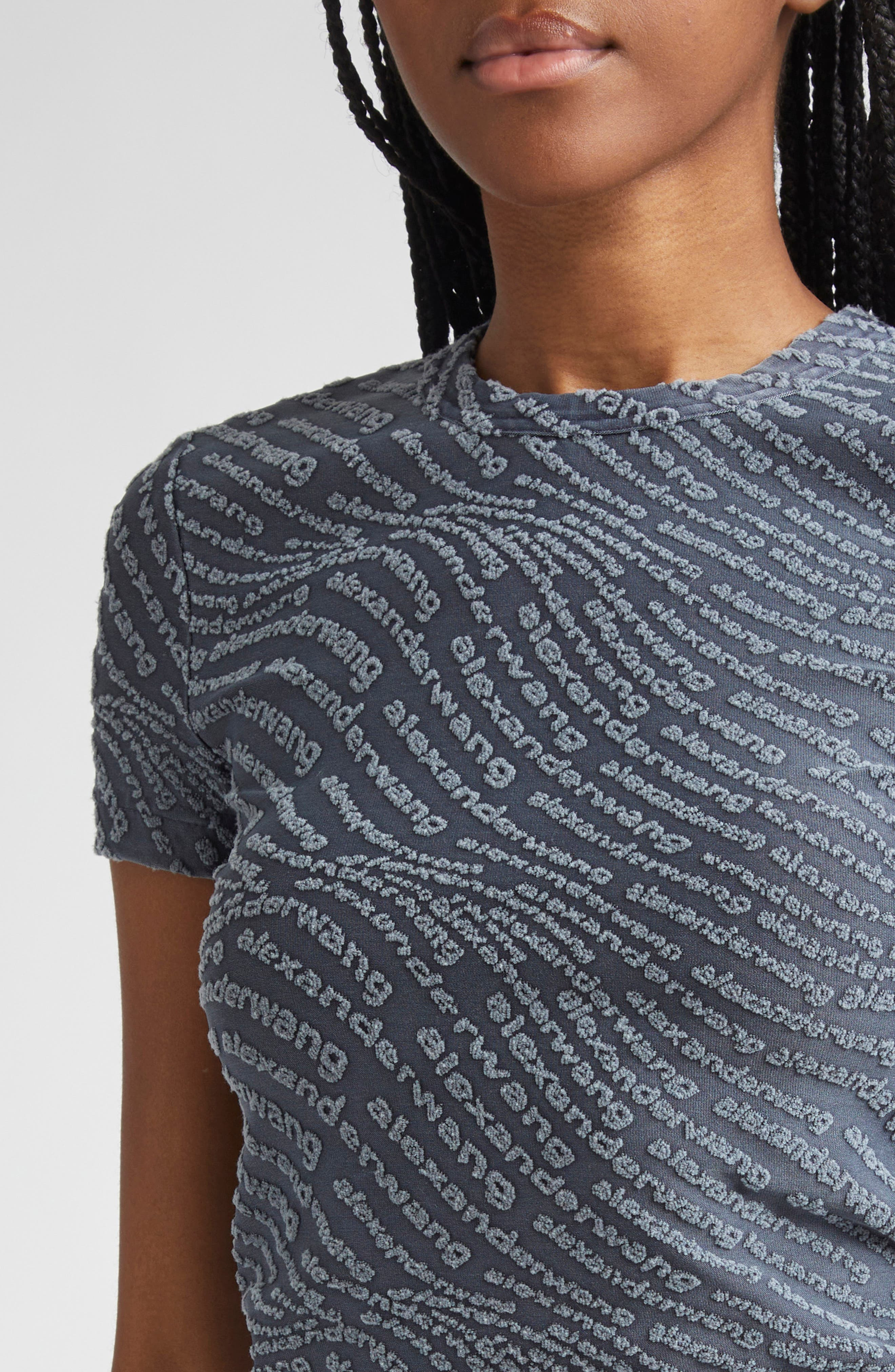 Alexander Wang Logo Jacquard Baby Tee in Graphite at Nordstrom - 5