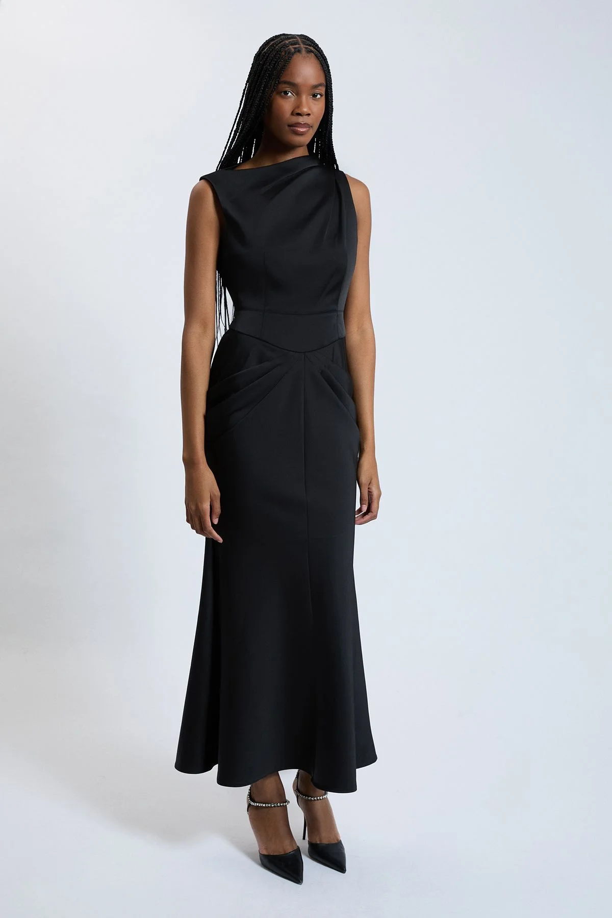 Satin Tailored One Shoulder Fishtail Maxi Dress - 1