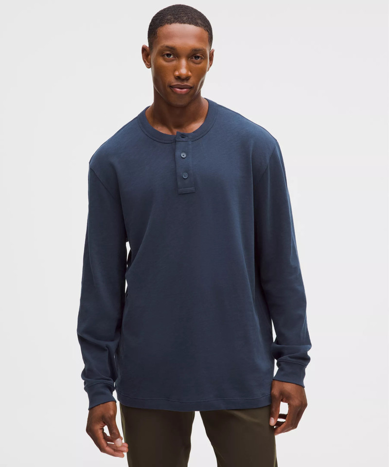 Slub Cotton-Jersey Long-Sleeve Henley 1