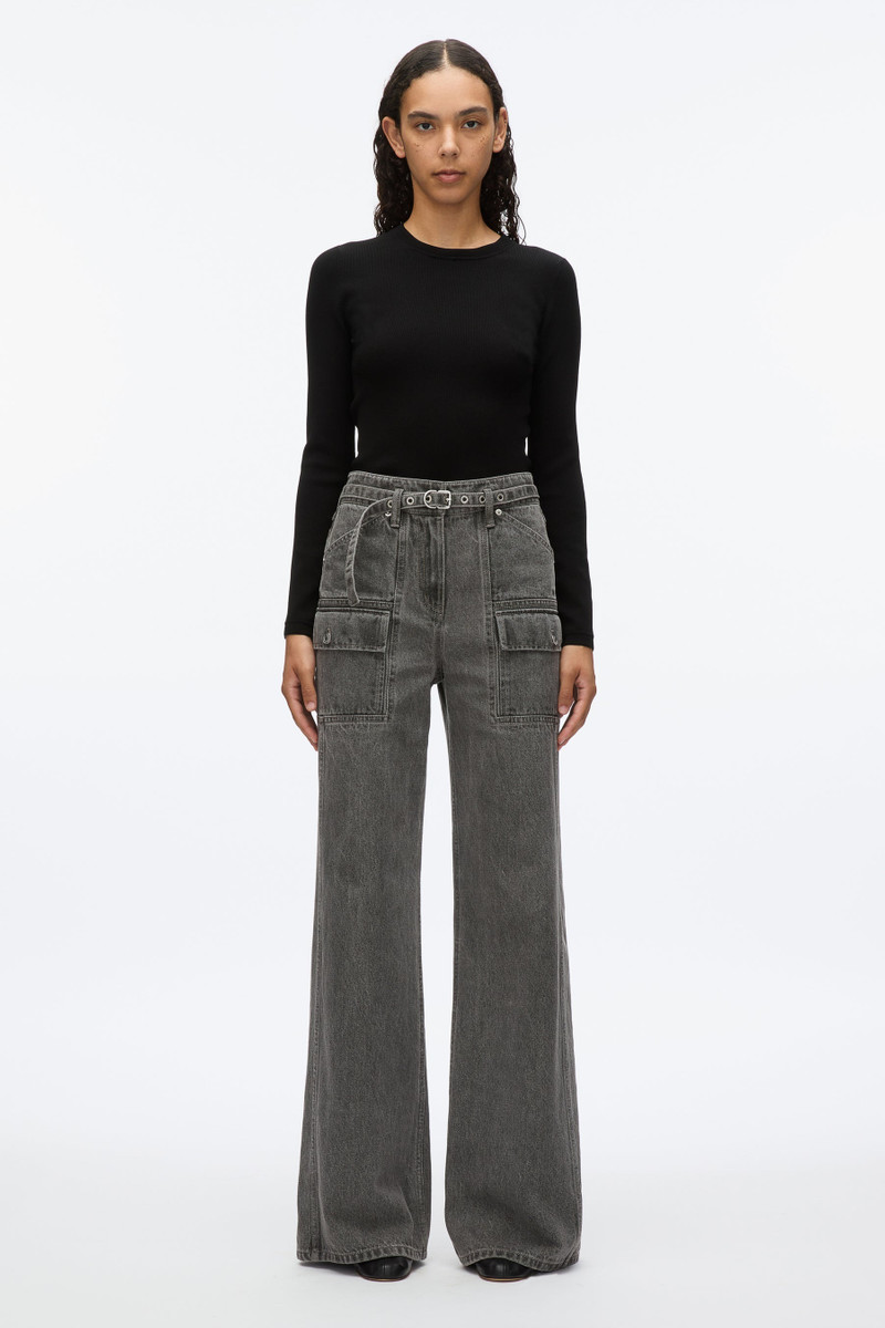 Cargo Wide Leg Belted Jeans 1