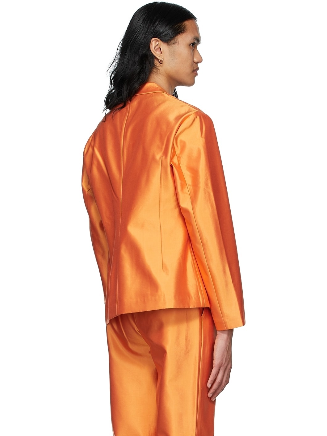 SSENSE Exclusive Orange Silk Blazer - 3