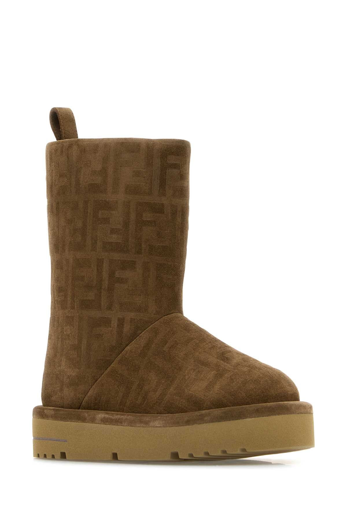 Fendi Women Caramel Suede Apres Chic Ankle Boots - 2