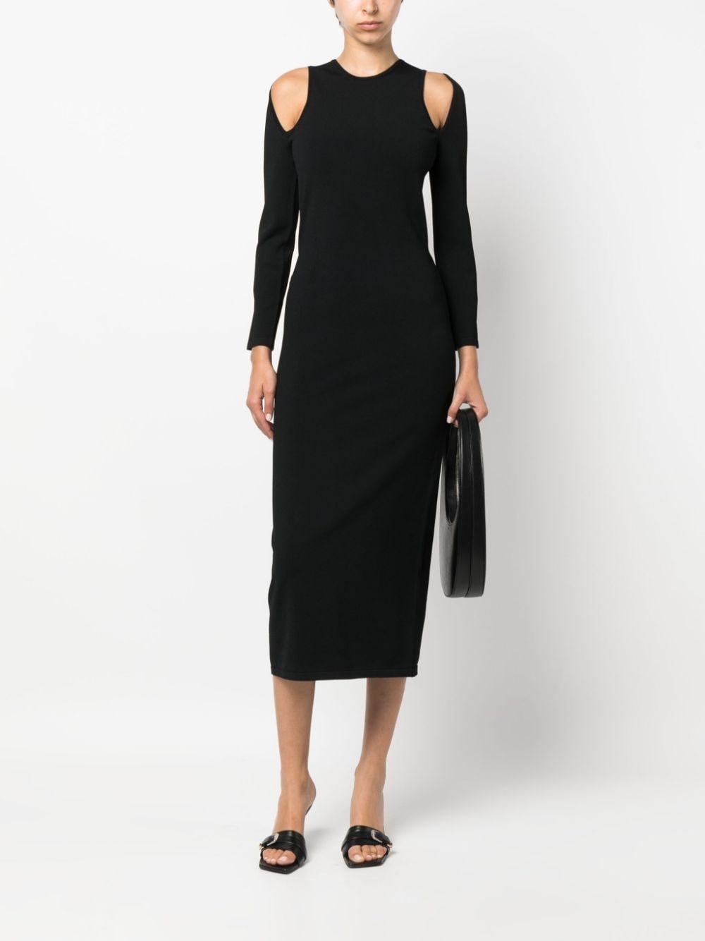 cut-out ribbed-knit midi dress - 2