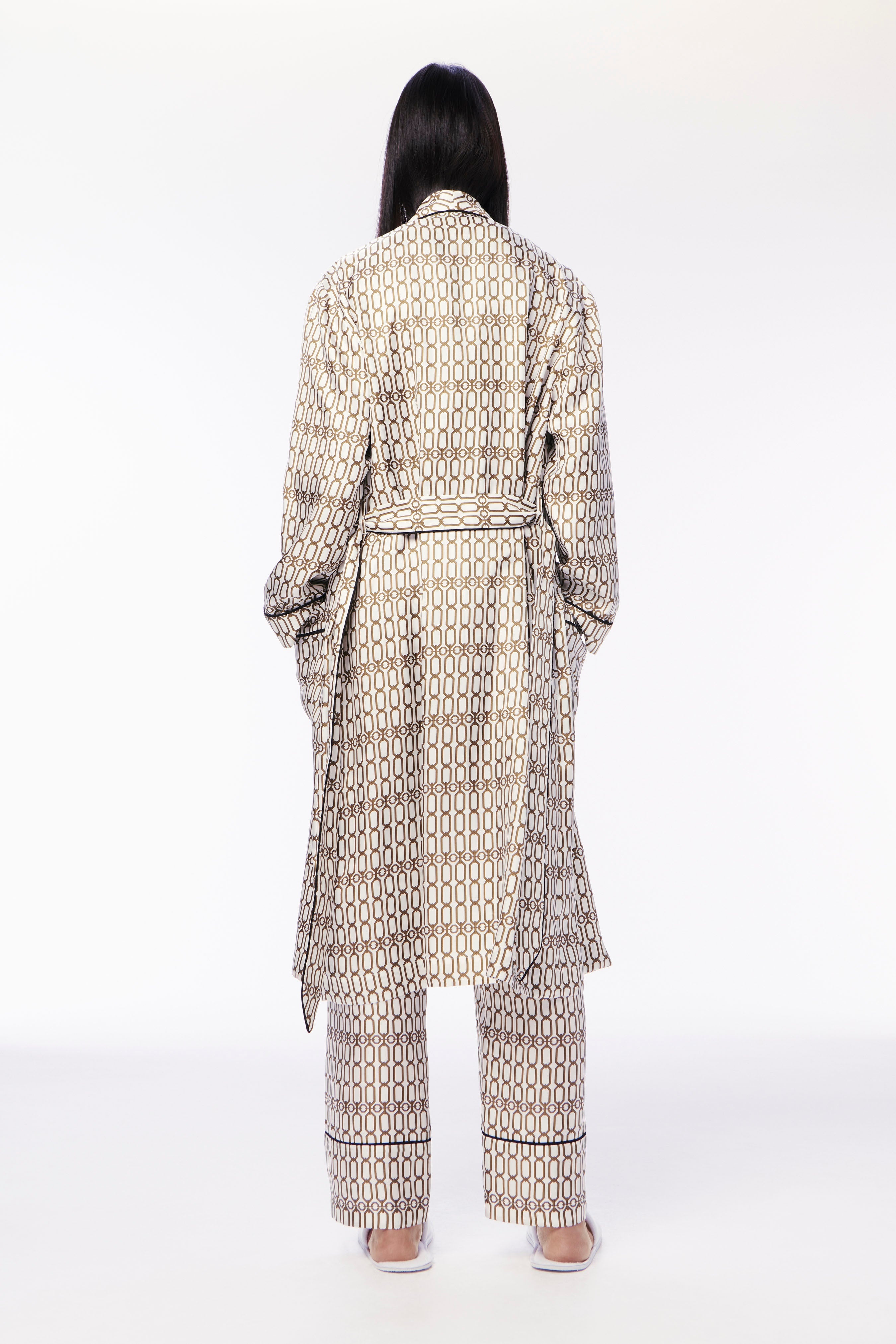 Chain Print Robe in Ivory - 4