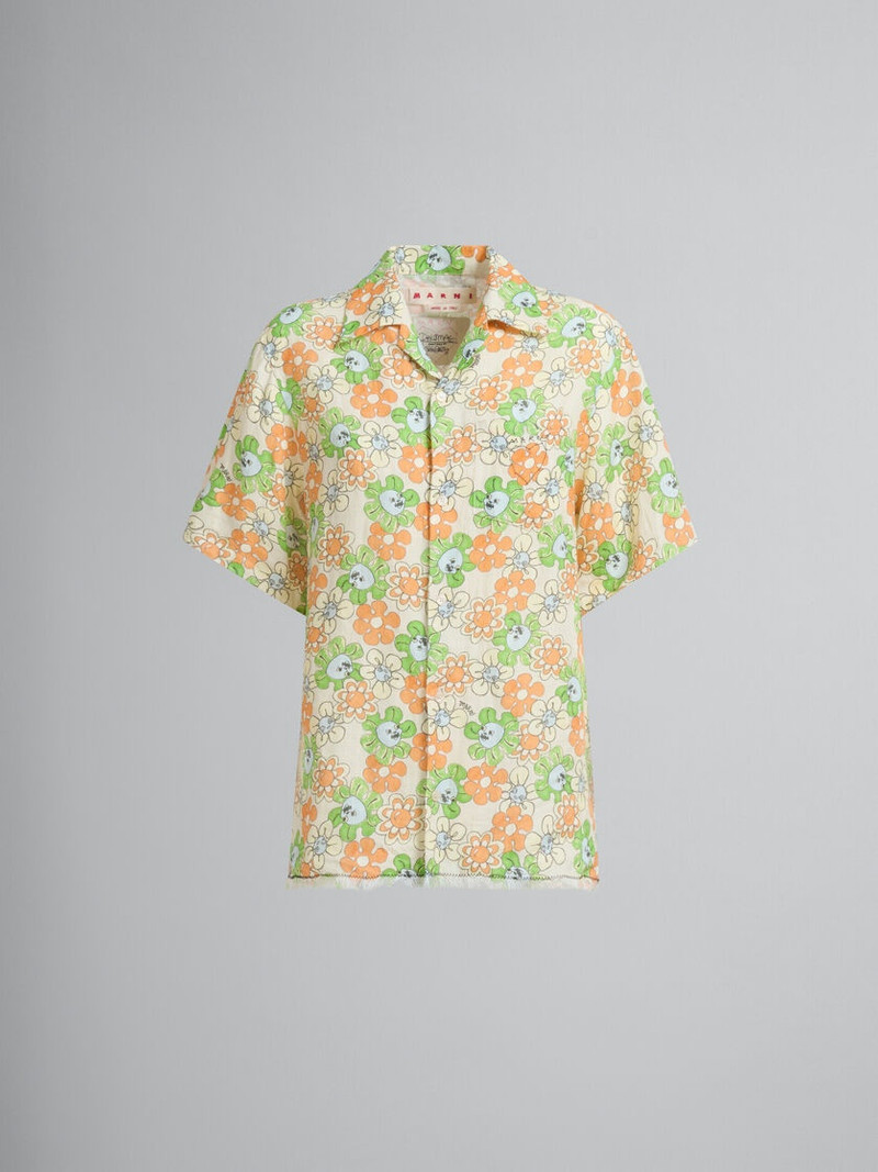 Marni ORANGE AND GREEN PRINTED LINEN SHIRT outlook