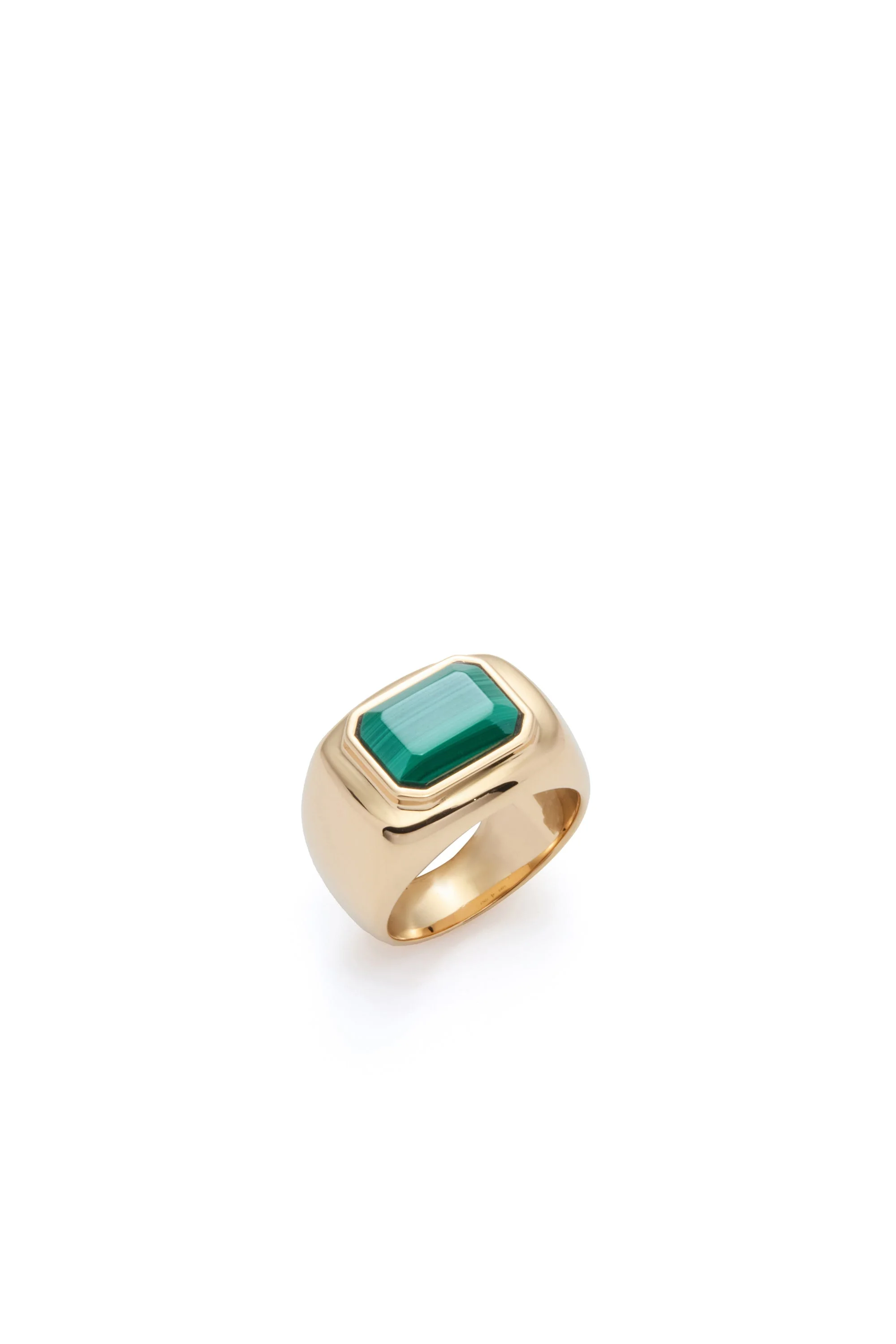 Large Ring in 18K Gold & Malachite Stone - 1