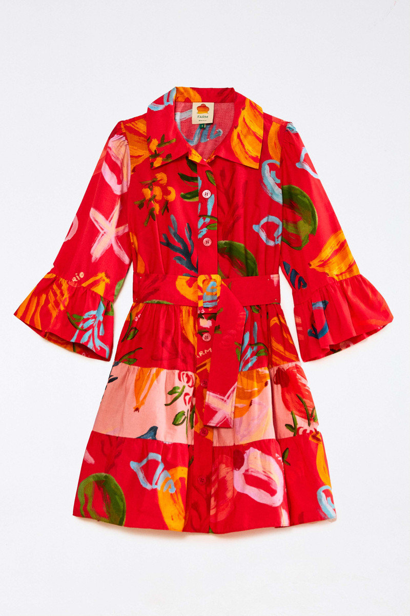 Red Mixed Fruits Ocean Mini Dress 6