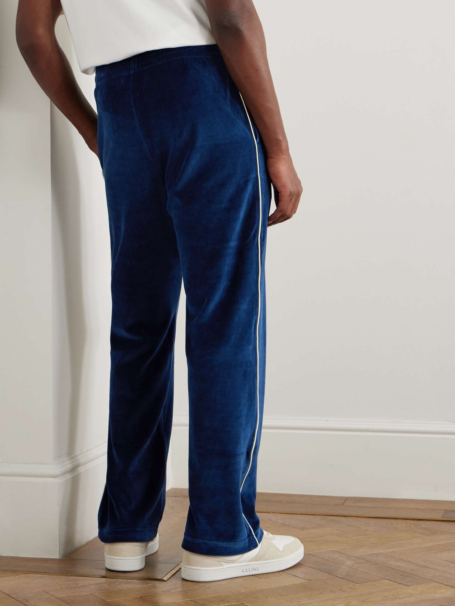 Straight-Leg Logo-Embroidered Cotton-Blend Velour Track Pants - 5