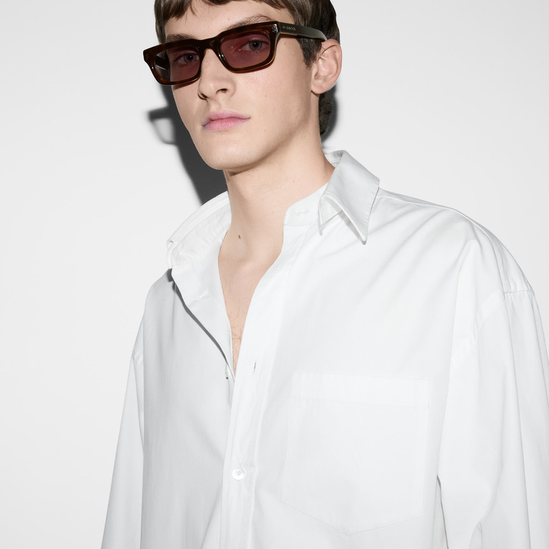 Cotton poplin shirt with Gucci detail 6