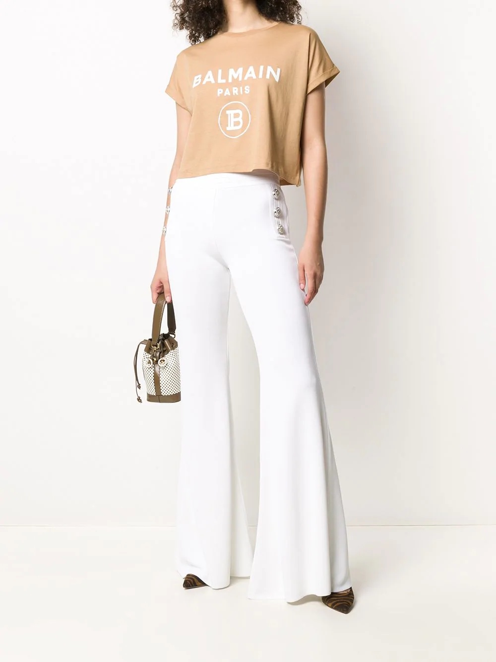 high-waisted flared trousers - 2