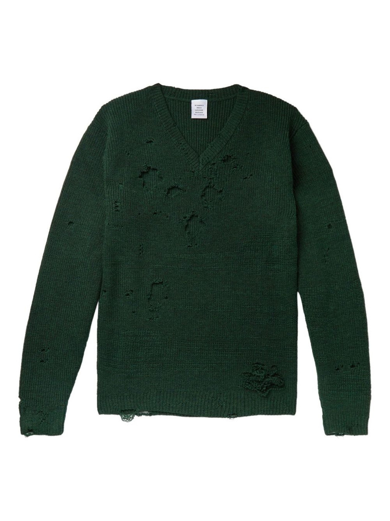 distressed-effect wool sweater 1