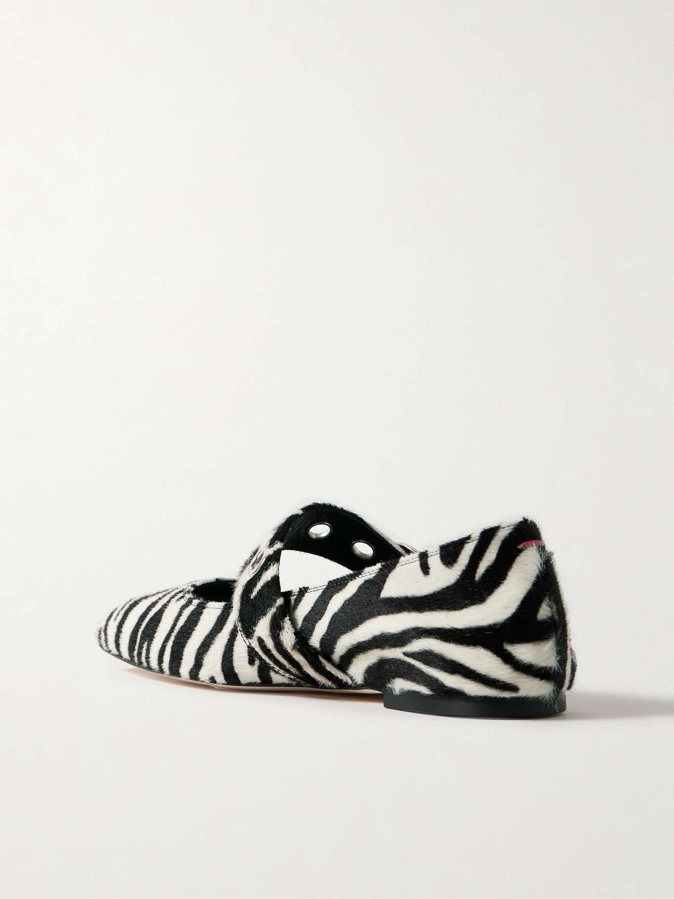 Uma embellished zebra-print pony hair Mary Jane ballet flats Zebra print - 3
