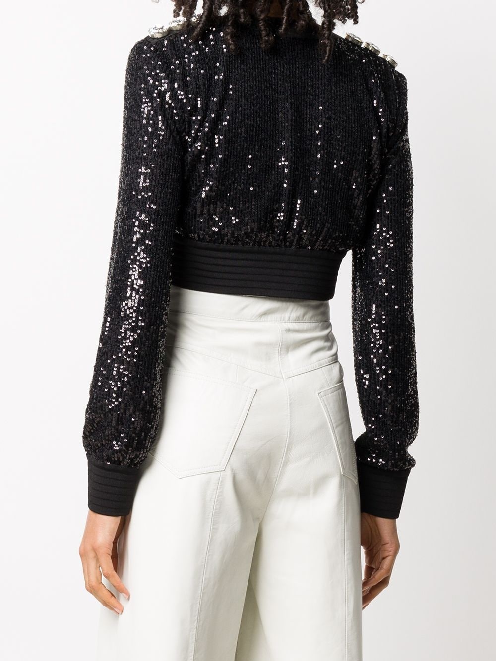 sequinned cropped sweatshirt - 4