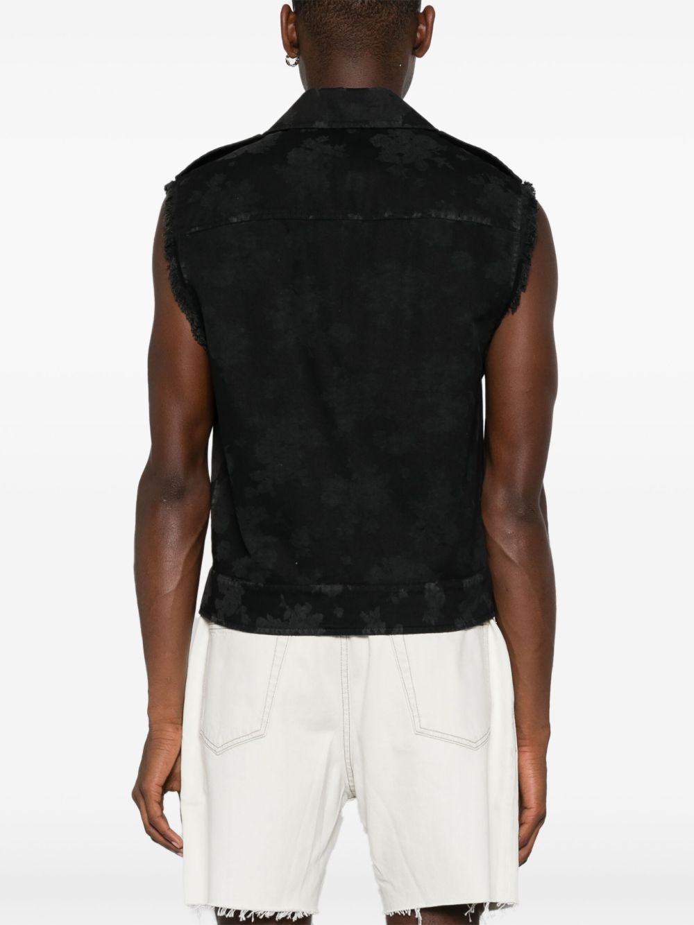 abstract tonal-print denim waistcoat - 4