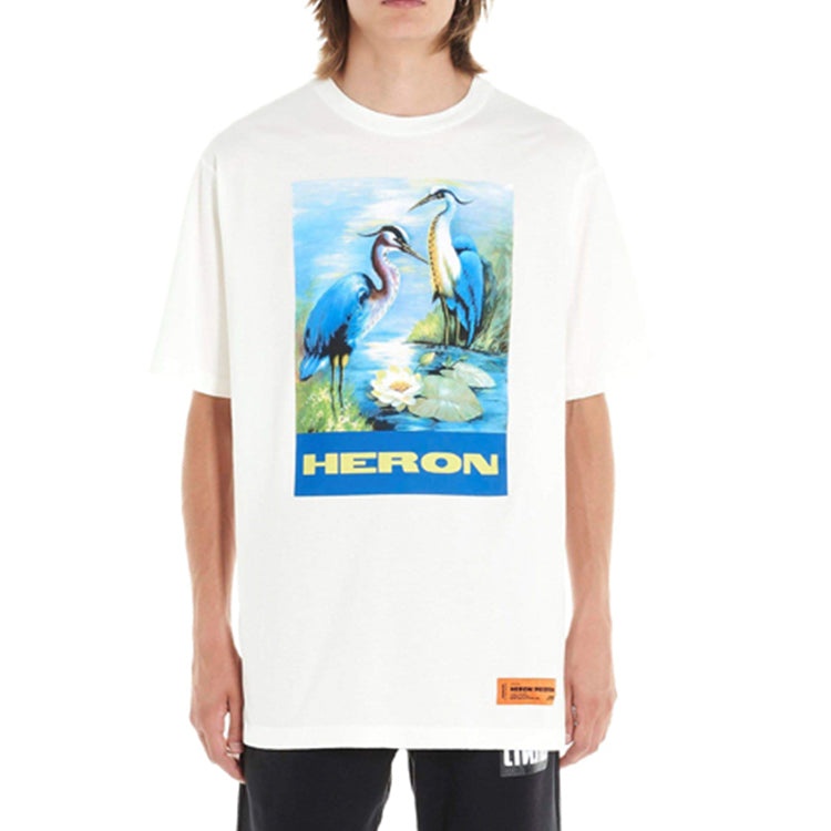 HERON PRESTON Blue Painting Short Sleeve White HMAA001F197600010288 - 3