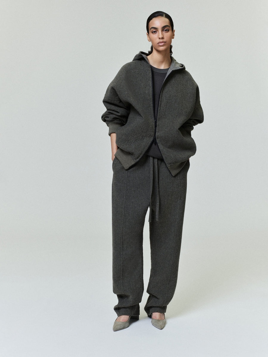 Textured Wool Zip Up Hoodie - 5