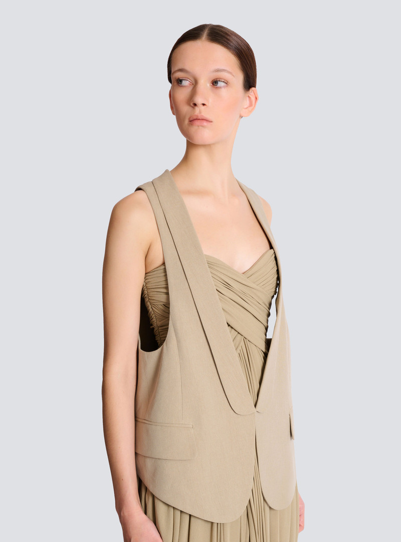 Asymmetrical cotton gabardine vest 6