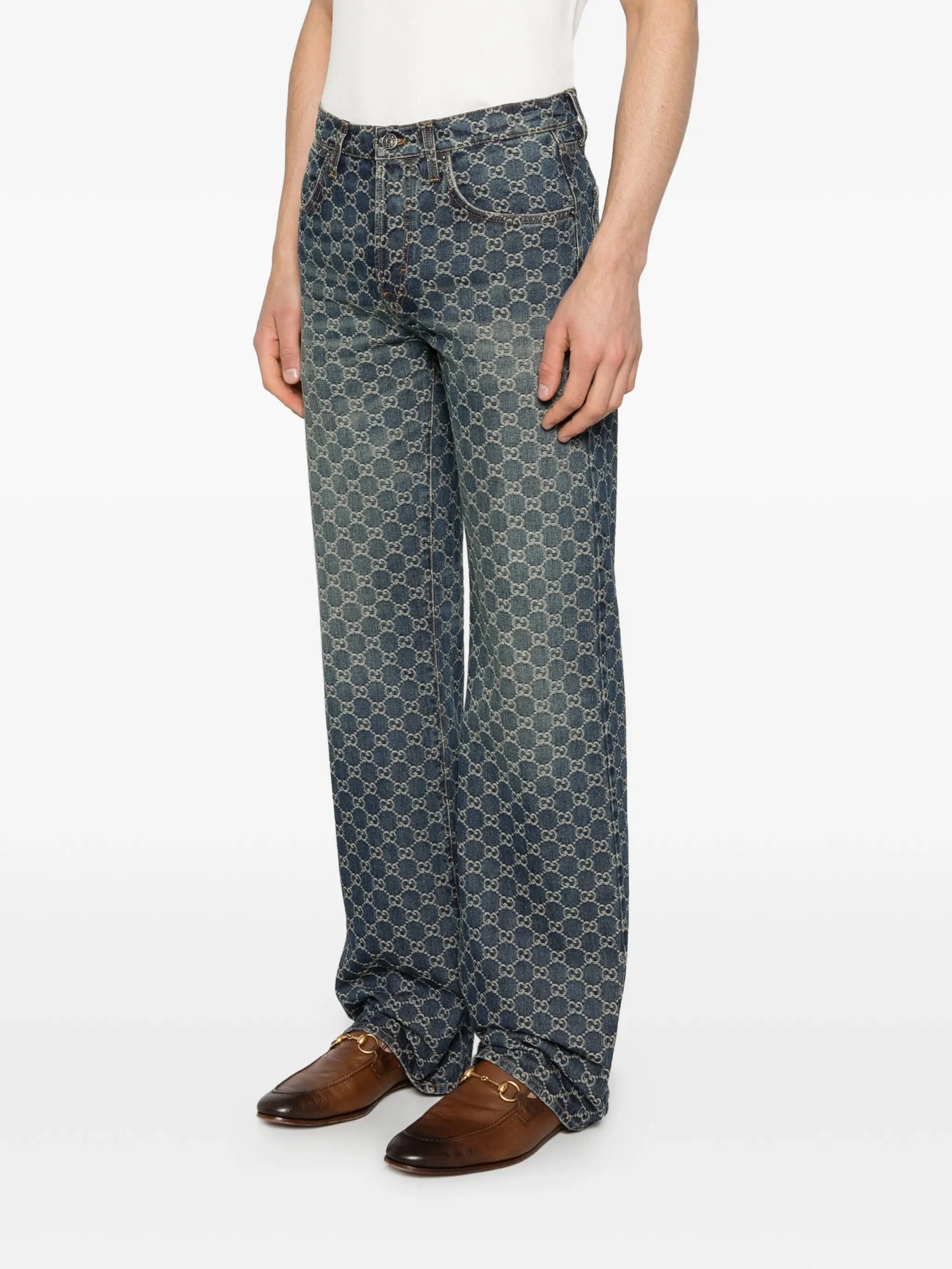 Gucci Monogram-pattern Jeans - 1