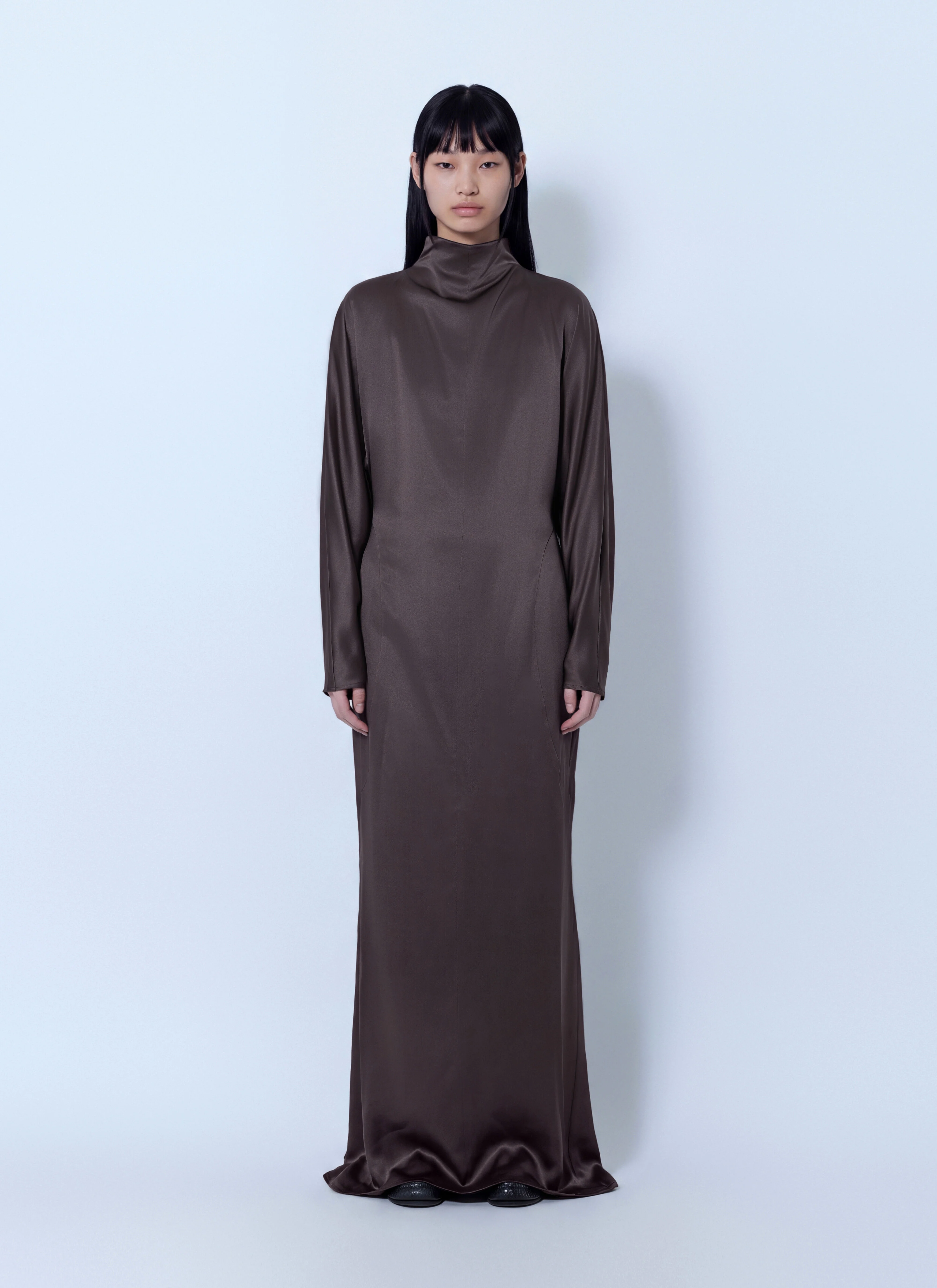 High-Neck Satin Gown - 1
