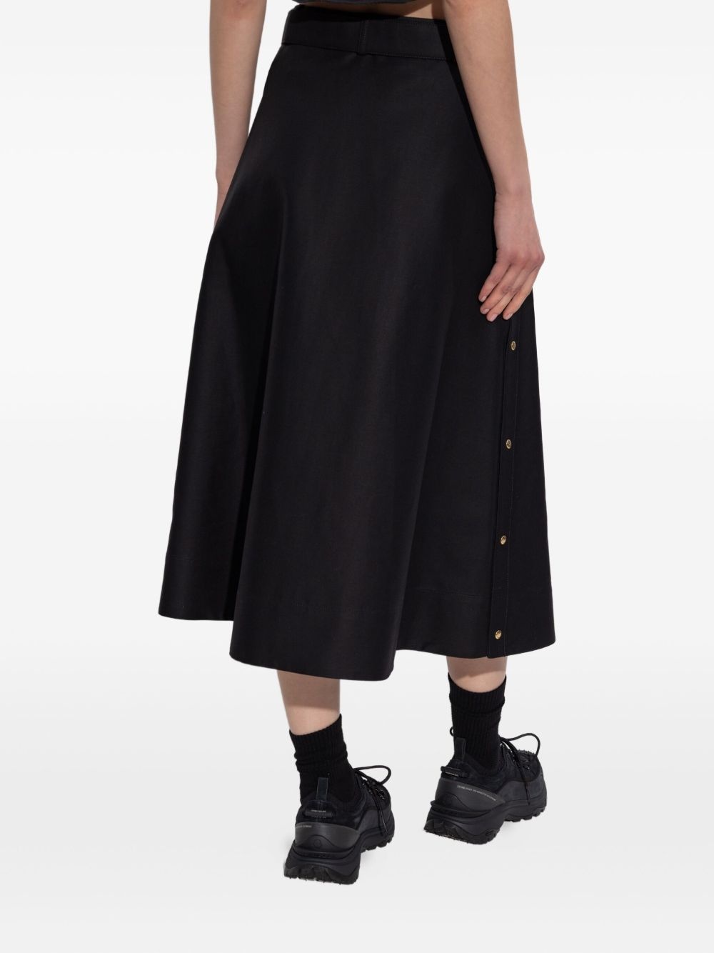belted button-fastening midi skirt - 4