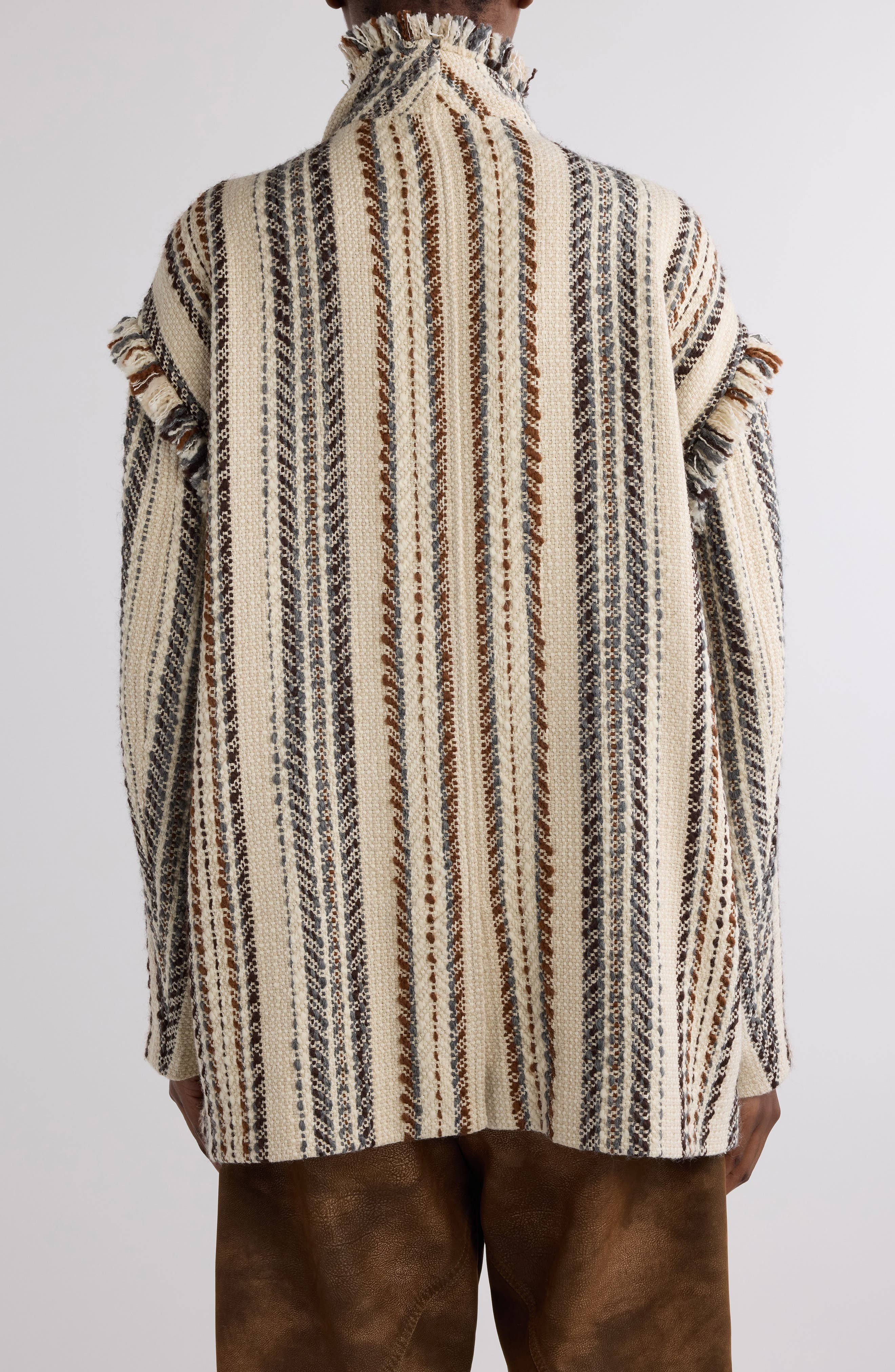 Isabel Marant Étoile Illisa Stripe Fringe Jacket in Ecru at Nordstrom - 3