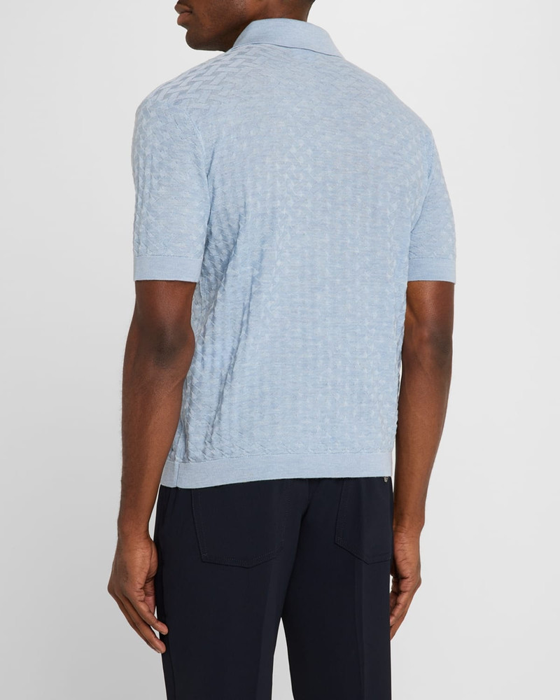 EMPORIO ARMANI Men's Wool Johnny Collar Short-Sleeve Polo Sweater outlook