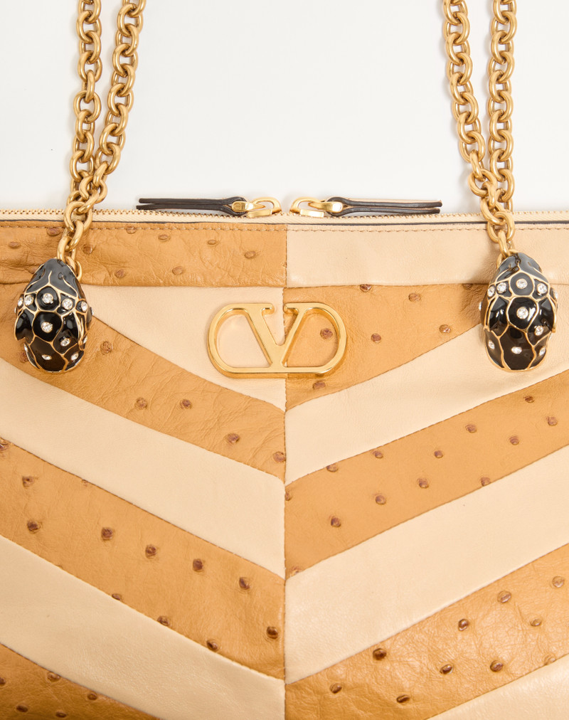 Valentino VALENTINO GARAVANI PANTHEA MEDIUM SHOULDER BAG IN OSTRICH AND NAPPA LEATHER WITH A CHEVRON PATTERN outlook