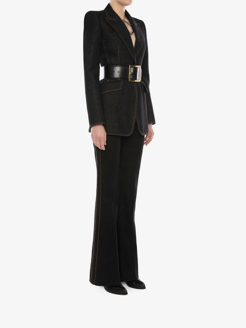 Narrow Bootcut Denim Pants in Black - 3