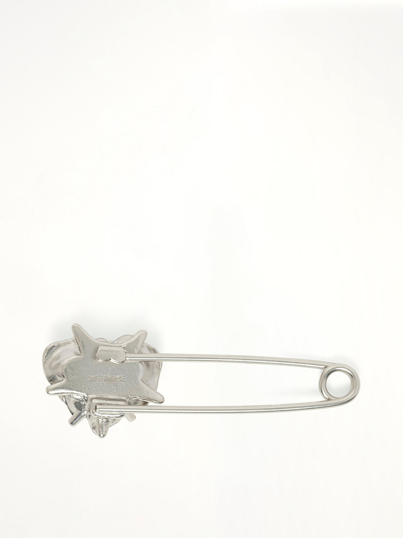 We11done Small Spiky Rose Pin Brooch in Silver/Black outlook