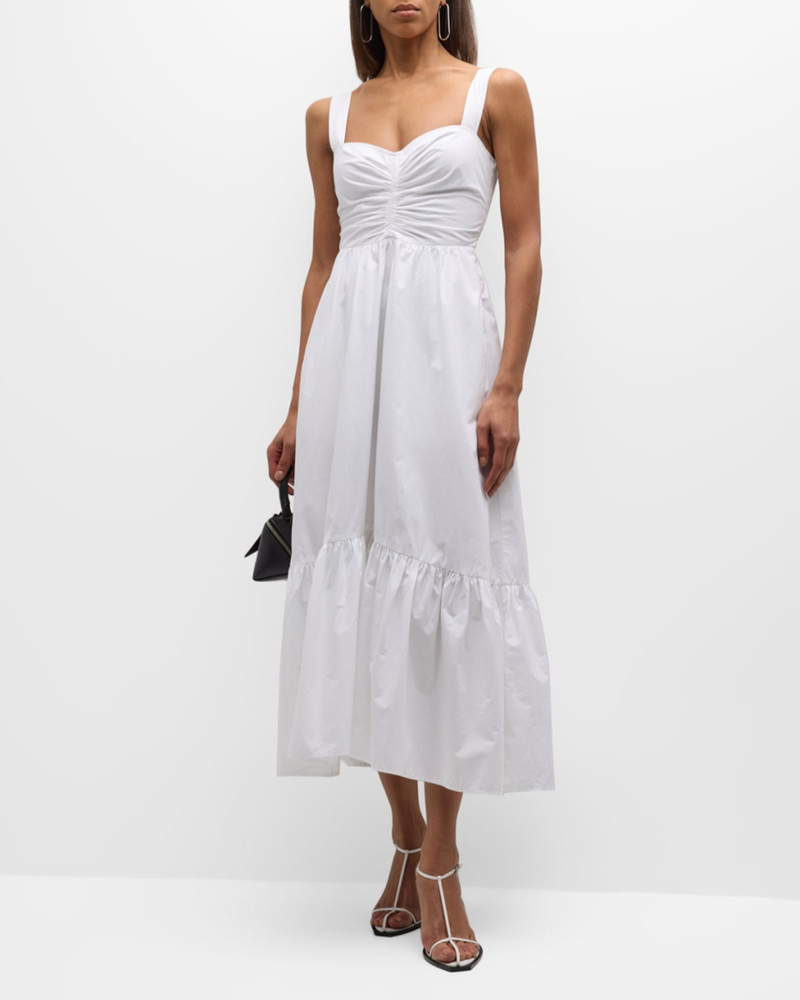 A.L.C. Lilah II Ruched Cotton A-Line Midi Dress outlook