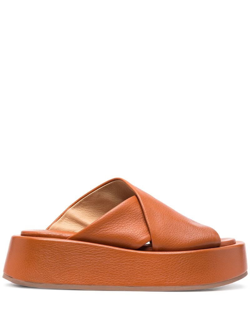 chunky slip-on leather slides - 1