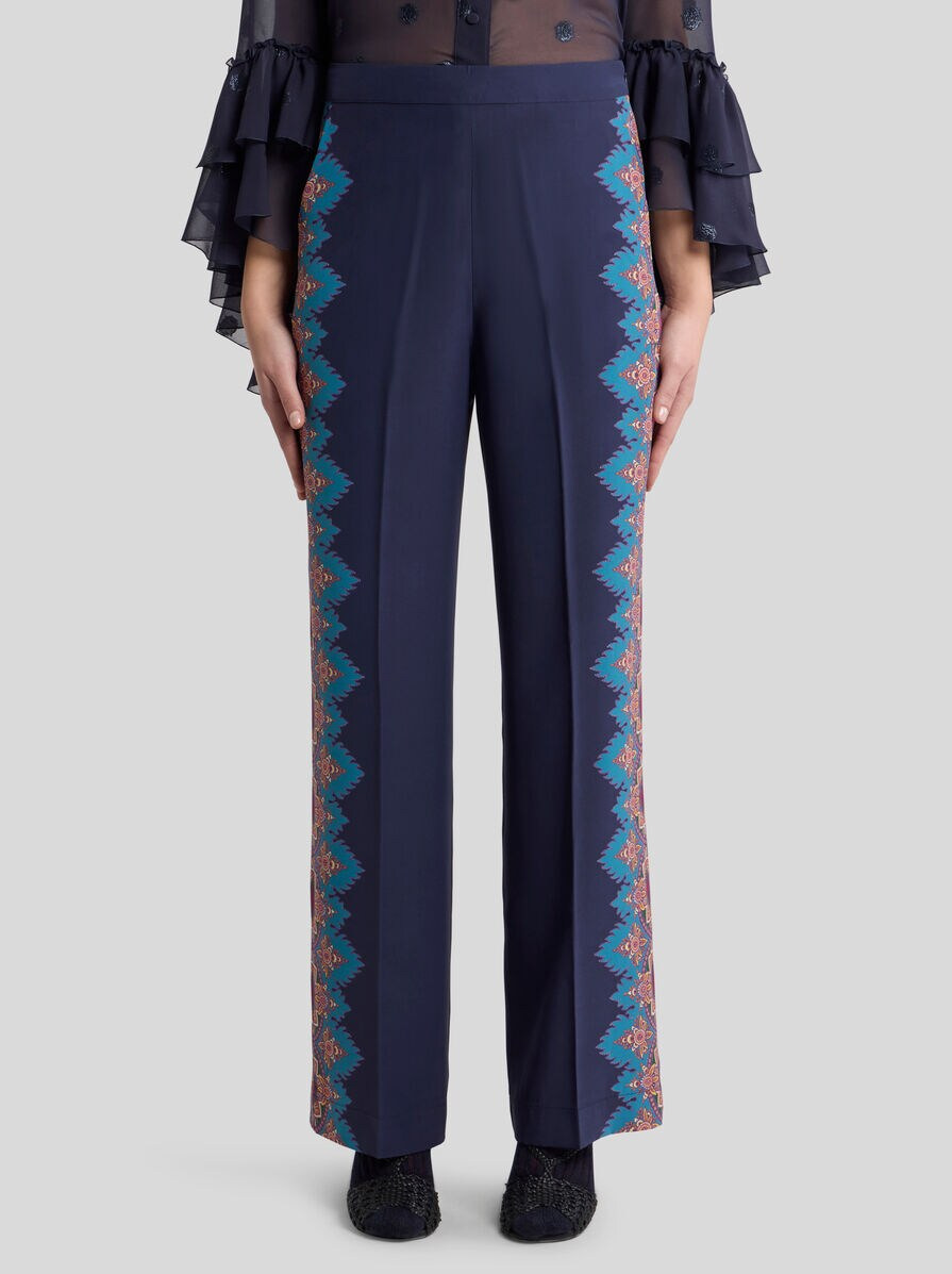 SILK TROUSERS WITH PLACED PRINT - 2