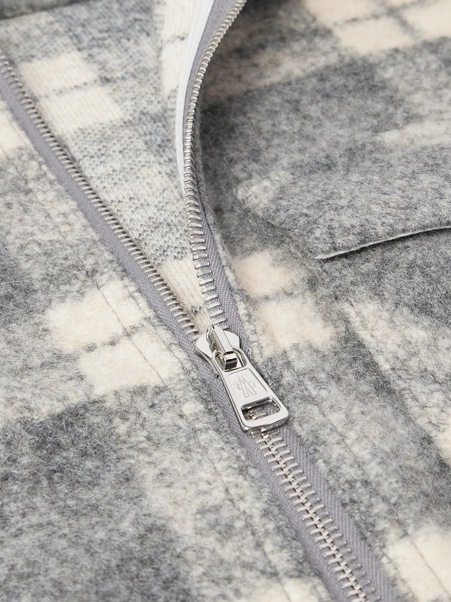 Logo-Appliquéd Checked Flannel Overshirt Gray - 4