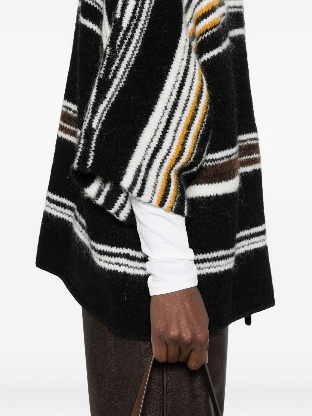 striped V-neck cardigan - 5