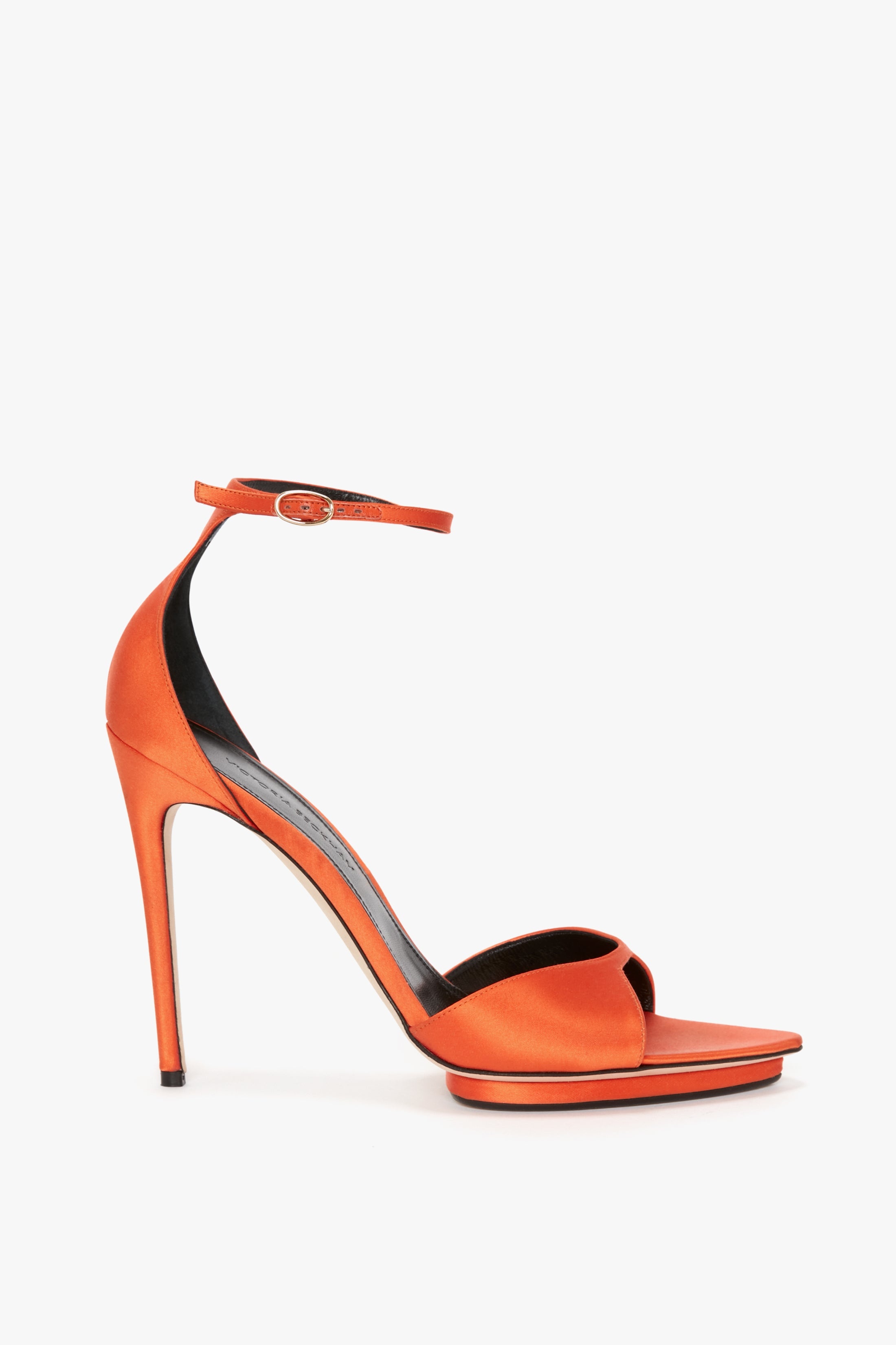 Pointy Toe Stiletto Sandal in Orange Satin - 1