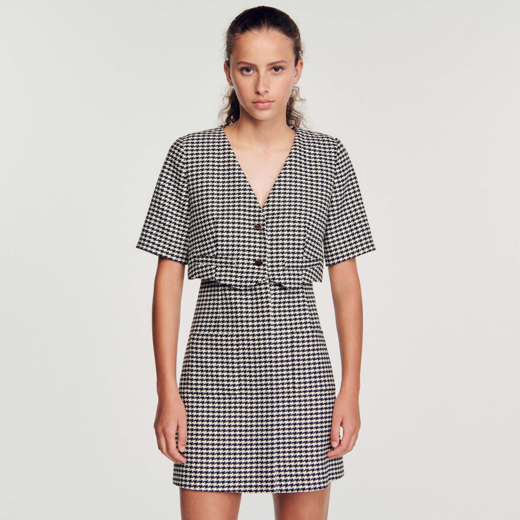 SHORT HOUNDSTOOTH TWEED DRESS - 5