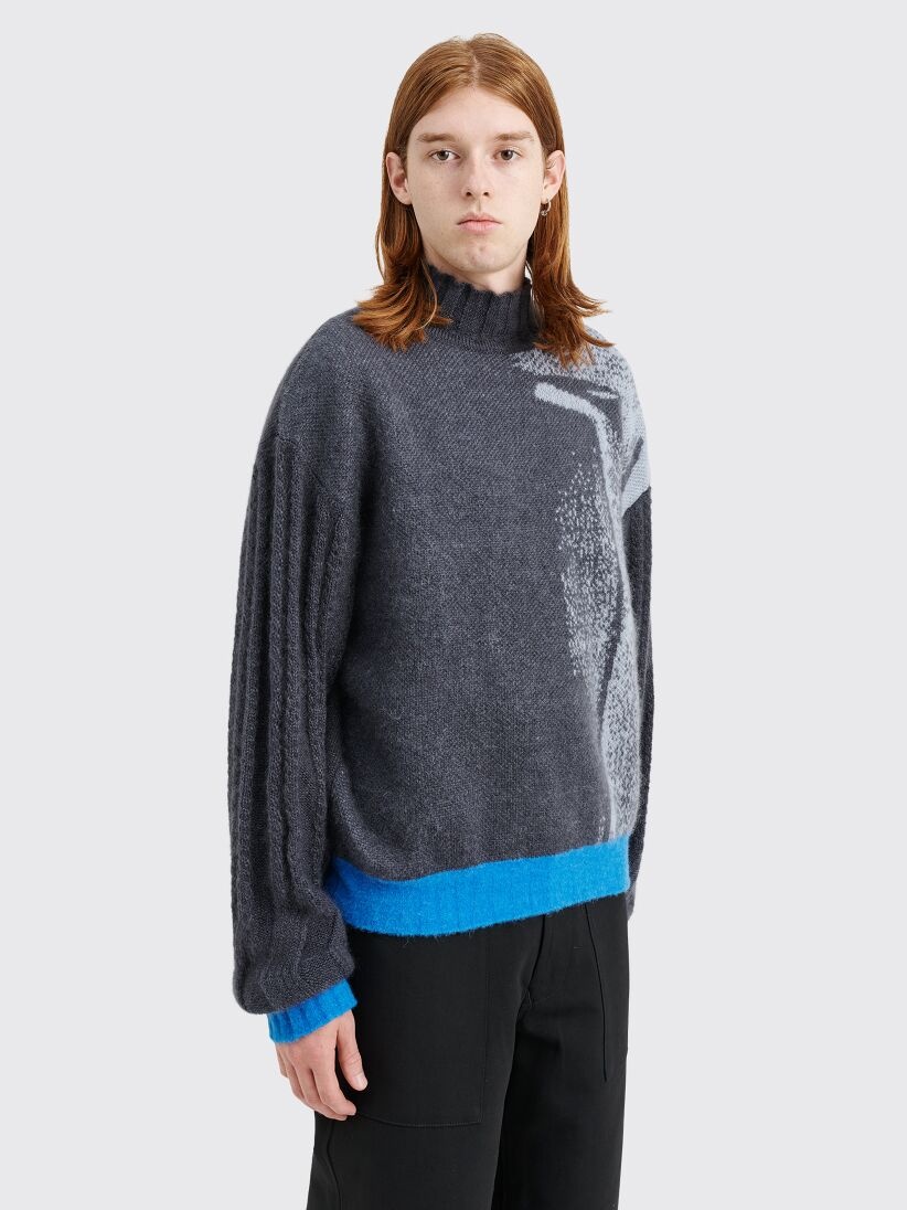 Kiko Kostadinov KIKO KOSTADINOV MARIANN ARTWORK JUMPER MOHAIR SILK GREY /  BLUE | tresbien | REVERSIBLE