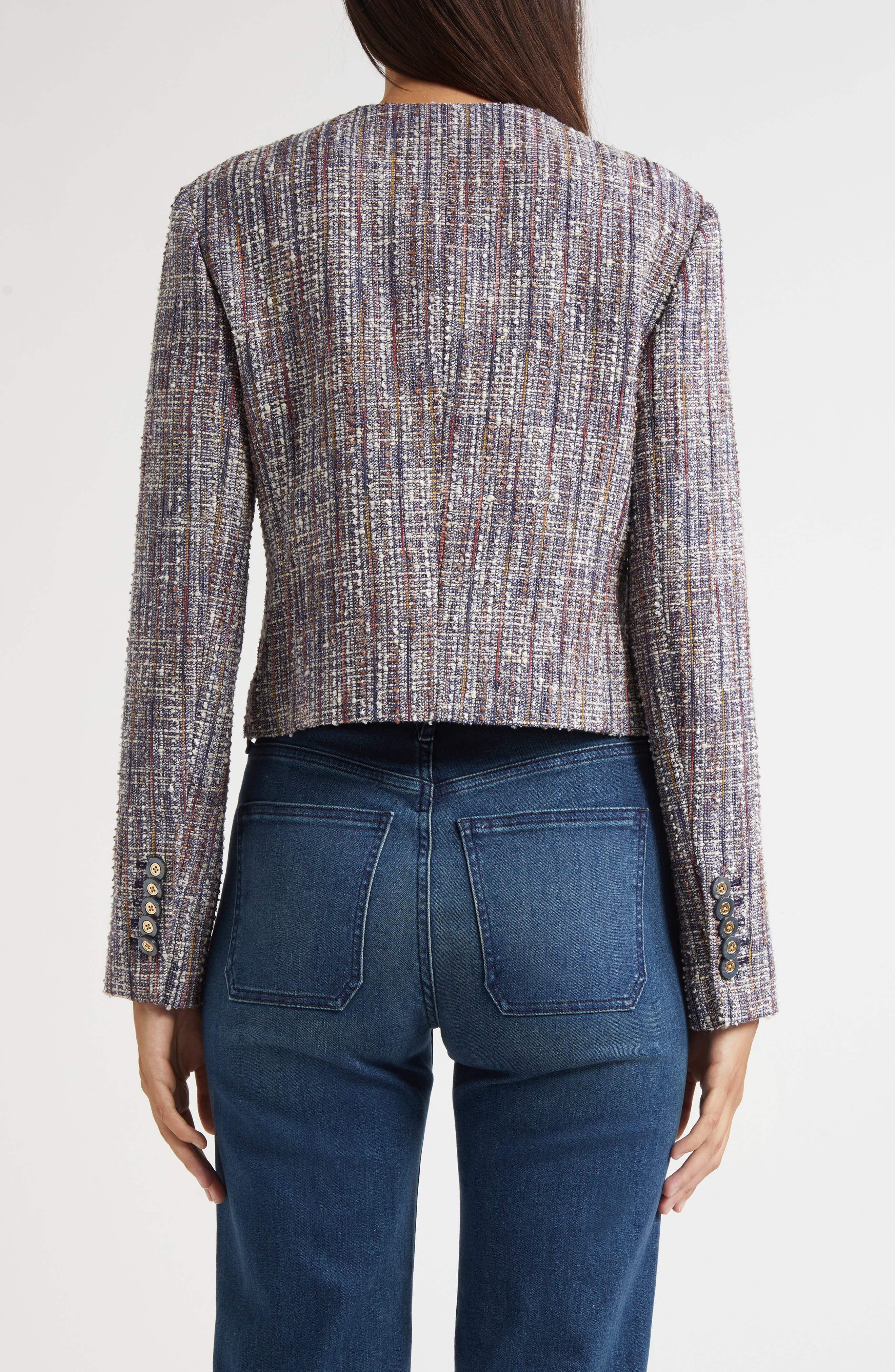 Veronica Beard Andrea Cotton Blend Tweed Jacket in Navy Multi at Nordstrom - 2