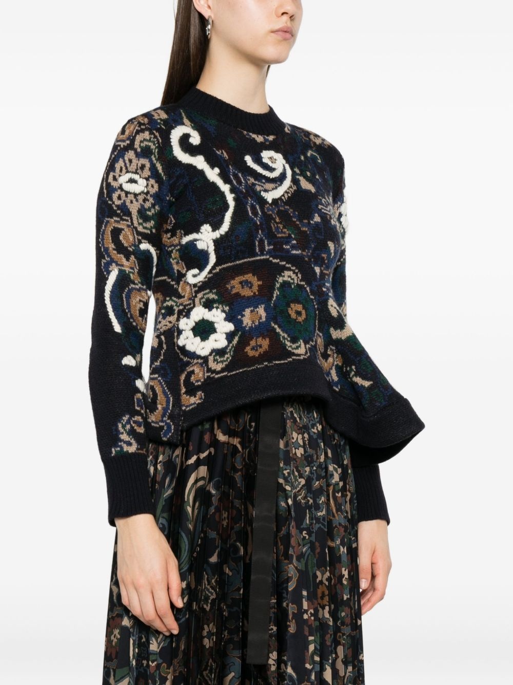floral-pattern embellished sweater - 3