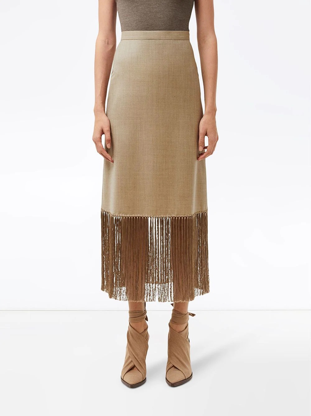 fringed A-line skirt - 3