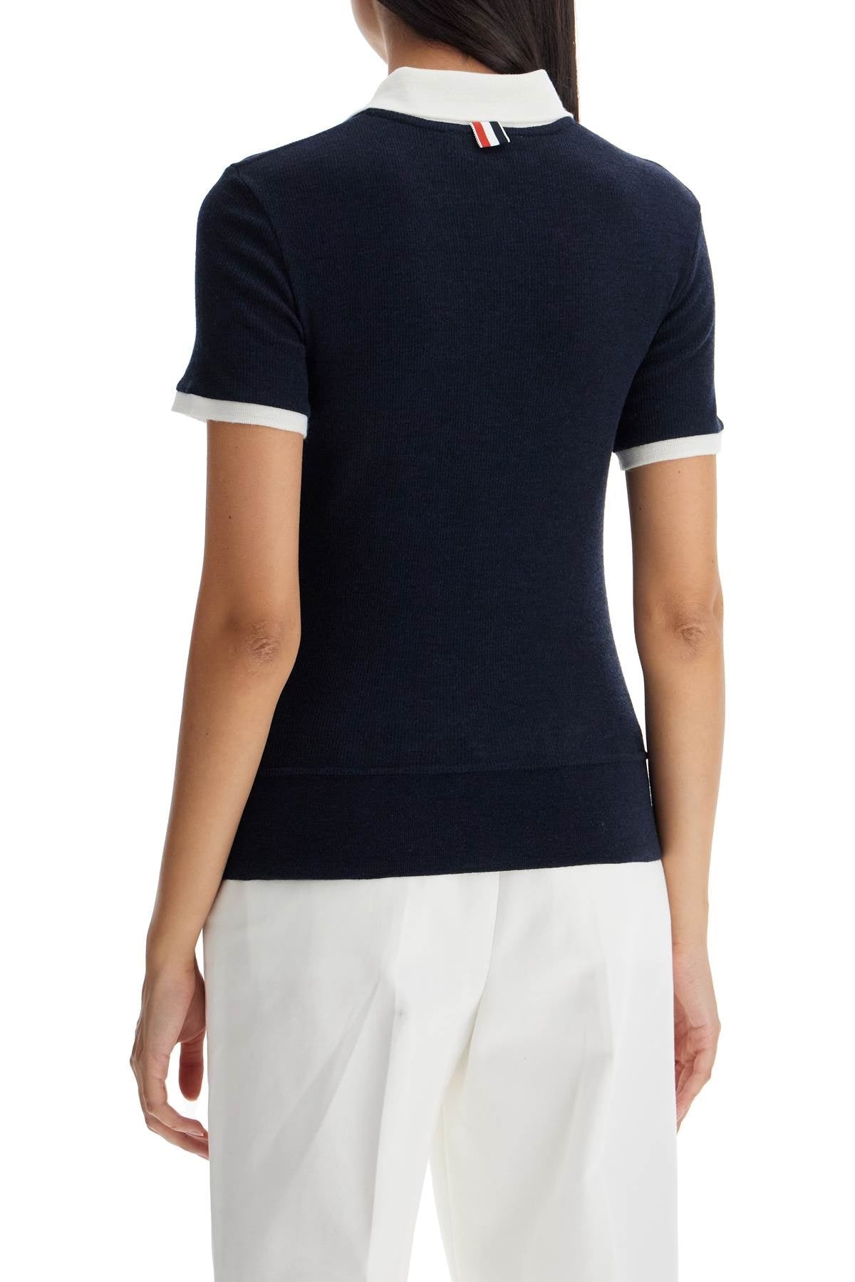 Thom Browne Short-Sleeved Wool Polo Shirt Women - 3