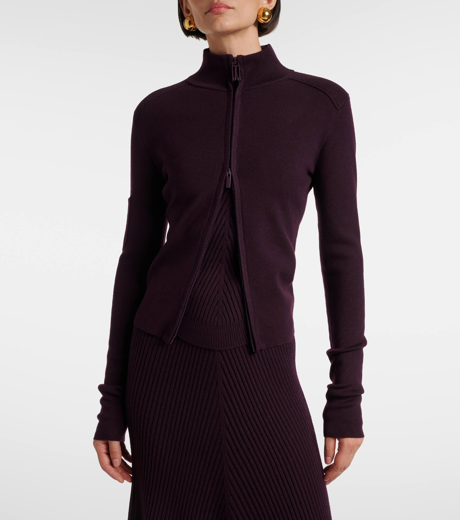 Wool-blend zip-up sweater - 5